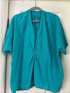 Oh My Gauze! Turquoise Knot-Front Tunic -Size tag cut out.